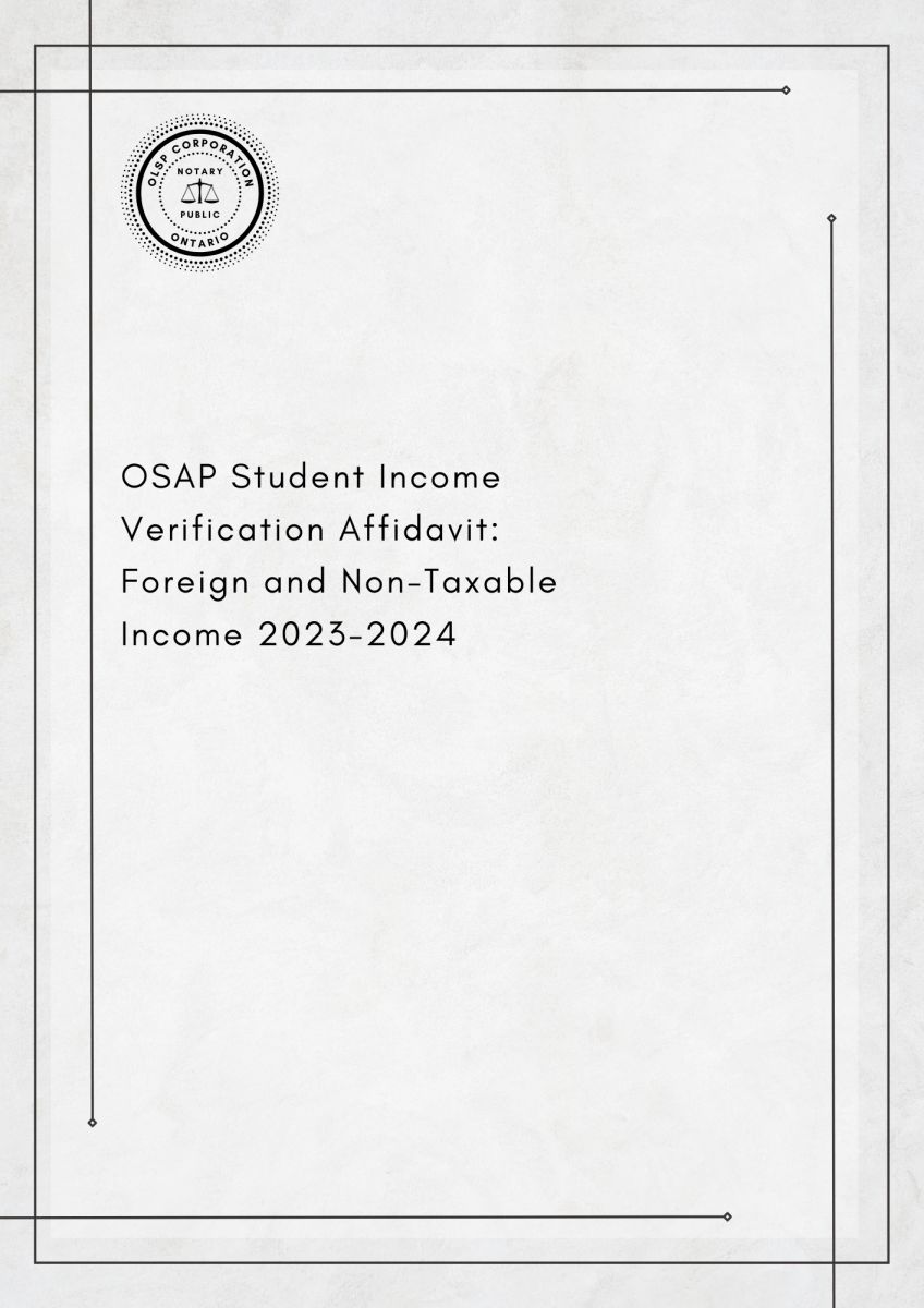 OSAP STUDENT INCOME VERIFICATION AFFIDAVIT: FOREIGN AND NON-TAXABLE ...