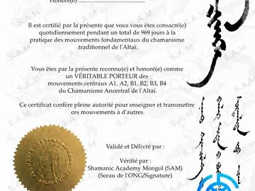 Certificate of recognition in Altai shamanism.
