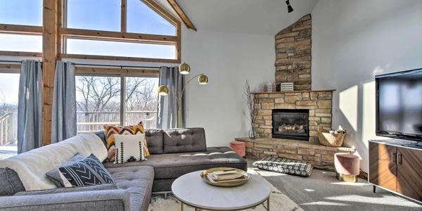 Interior of staged vacation rental home in Galena, IL.