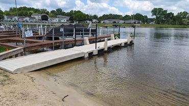 Wave Armor floating dock installation on Lake Milton in Ohio.