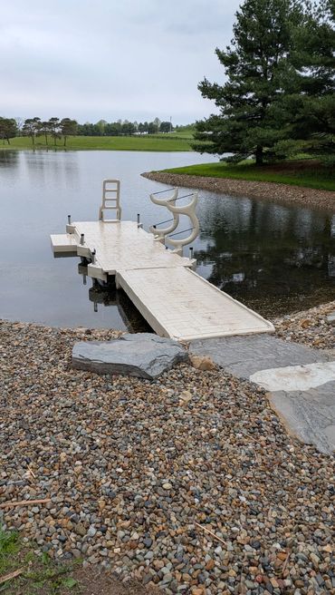 Wave Armor floating dock installed on a private pond in Ashland, Ohio.