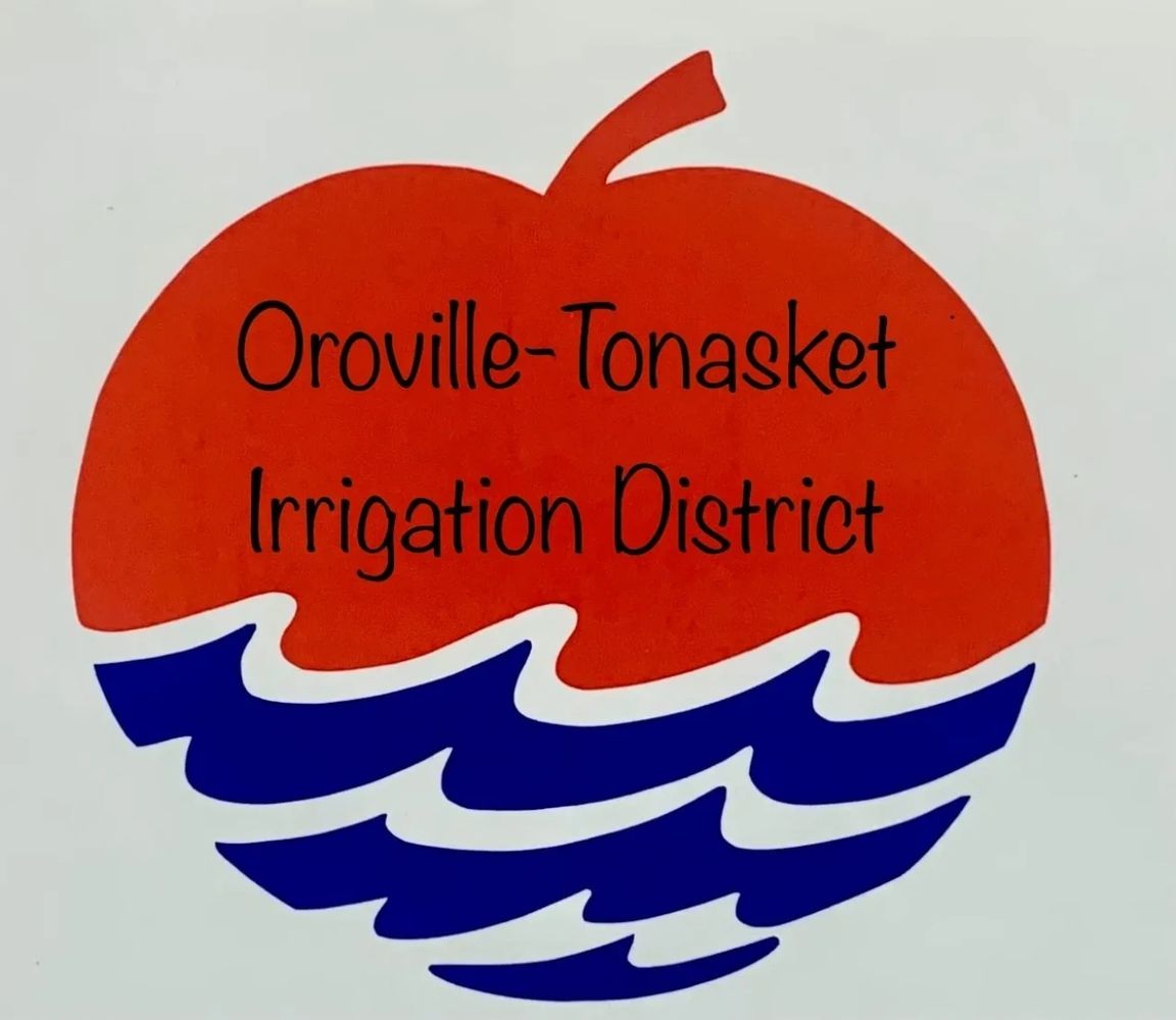 Logo of Oroville-Tonasket Irrigation District with water waves and red top.