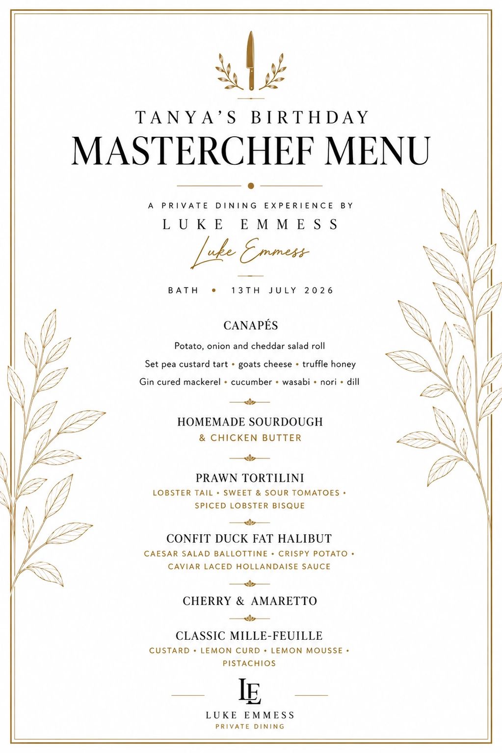 Private dining experience for Birthday 