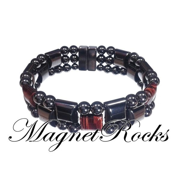 Bracelet design that features Magnetic Hematite, Red Tiger Eye and a Magnetic Jewelry Clasp.