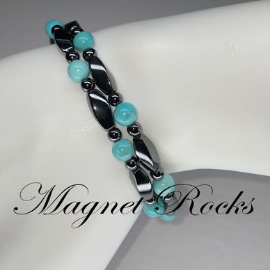 Kingman Turquoise Necklace with Magnetic Clasp - Magnetic Chains - Magnets  - Jewelry