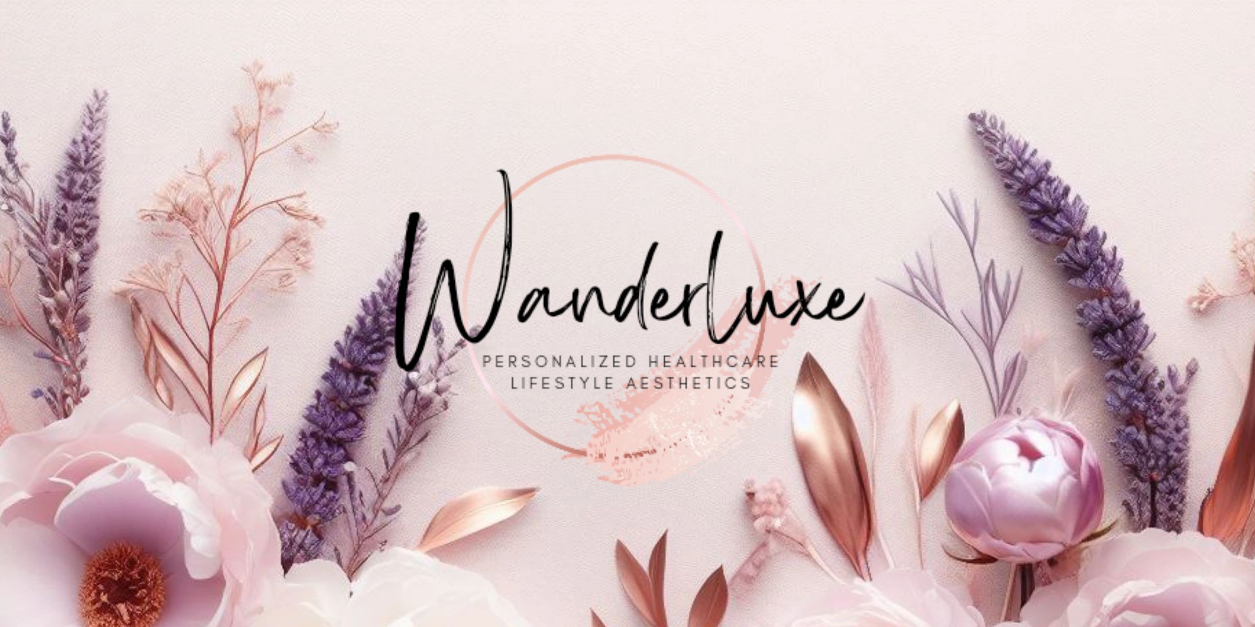 Wanderluxe logo and peonies