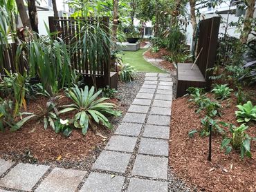 Completed garden with paving pathway
