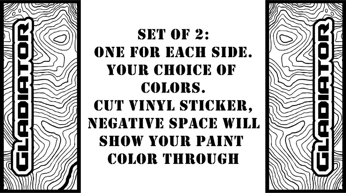 Jeep Gladiator JT Topographic Vertical Gladiator Bedside Stickers