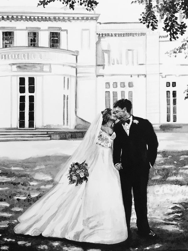 Watercolor wedding portrait by watercolor artist in Edmonton, AB, Elizabeth Commandeur