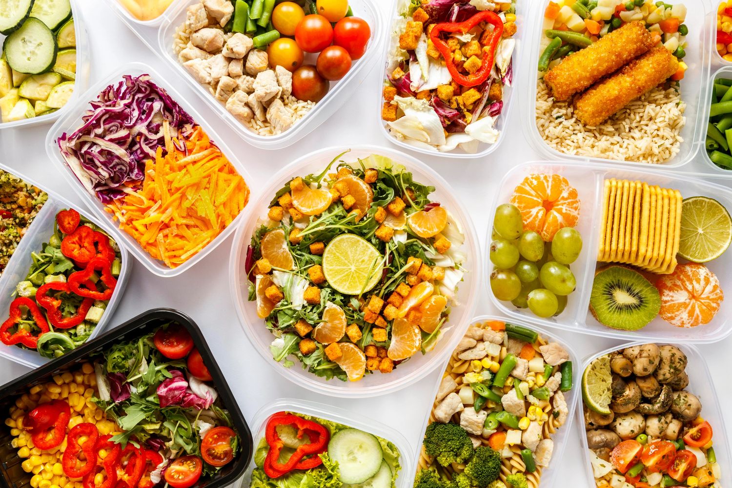 Assortment of brightly colored healthy foods to show CDED (Crohn's Disease Exclusion Diet) recipes.