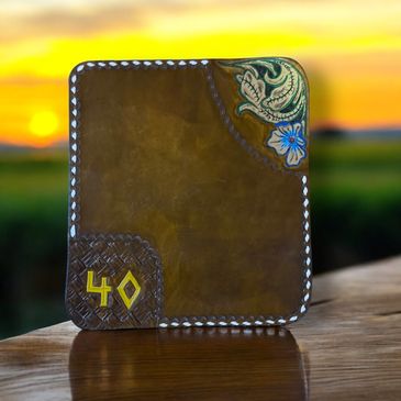 Custom made leather tooled and painted mouse pad