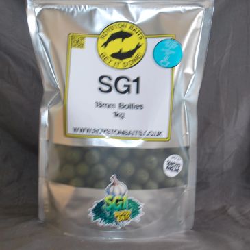 Package of SG1 18mm boilies for fishing bait.