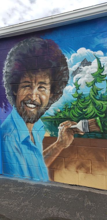 utah murals mural Bob Ross spray paint outdoor art street art wildlife animal art utah