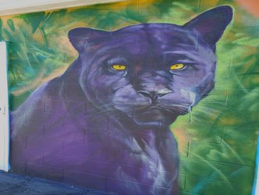 Black Panther Jaguar utah murals mural Bob Ross spray paint outdoor art street art wildlife animal a