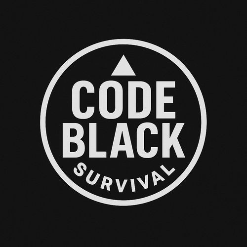 Black circle logo with 'CODE BLACK SURVIVAL' text and an upward triangle.