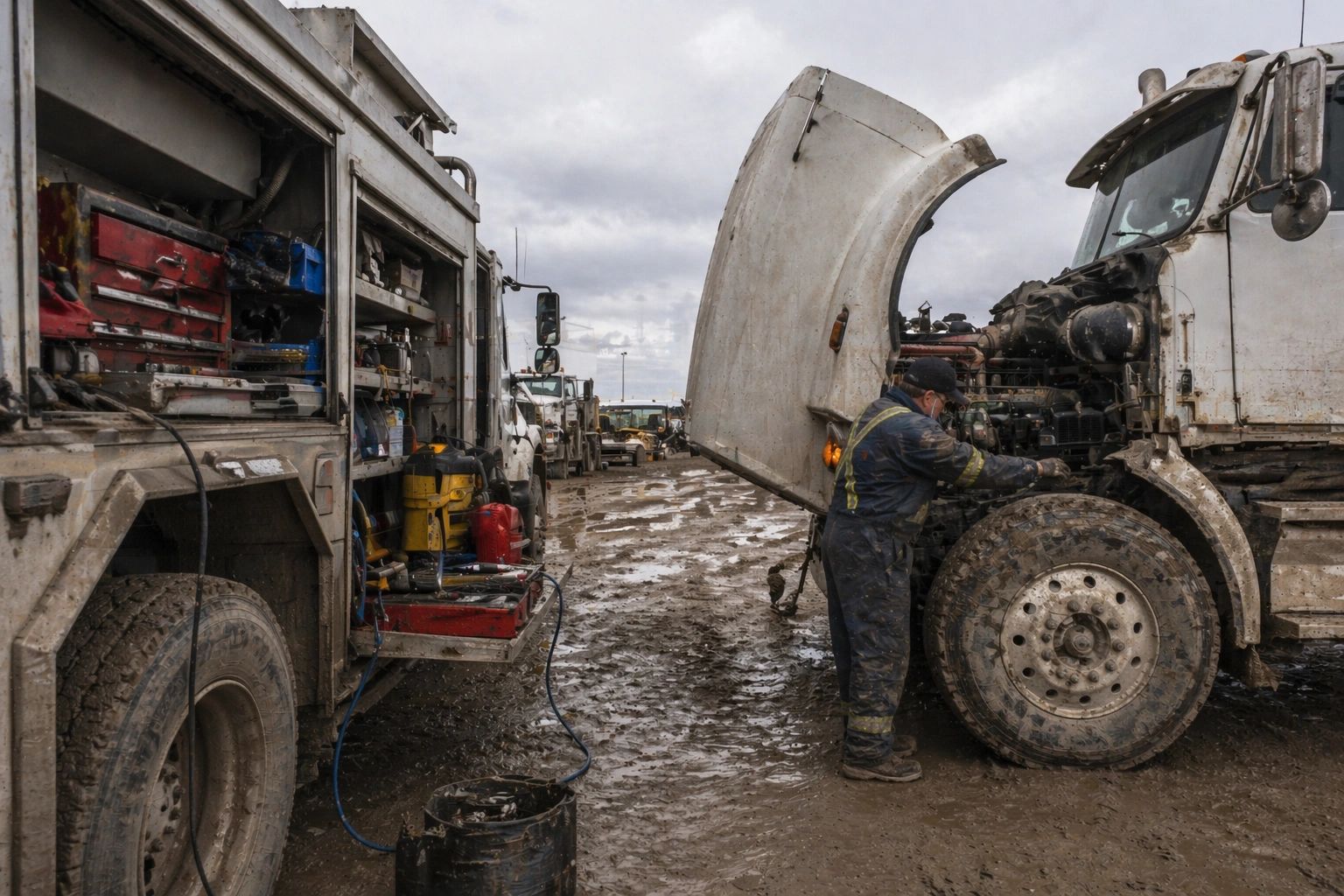 mobile mechanic fort mcmurray alberta working on unit 