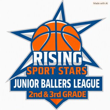 Logo for Rising Sport Stars Junior Ballers League for 2nd and 3rd grade.