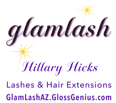 Glamlash logo for Hillary Hicks' lashes and hair extensions business.