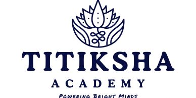 Logo of Titiksha Academy with a lotus symbol and tagline.