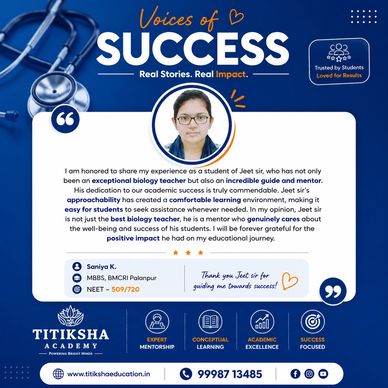 Student shares success story praising Jeet sir's mentorship and teaching excellence.