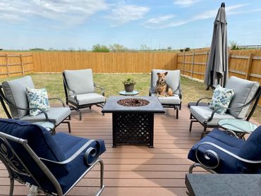 Composite decks with furniture