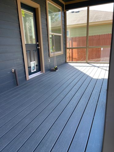 Screened-in porch with composite decking