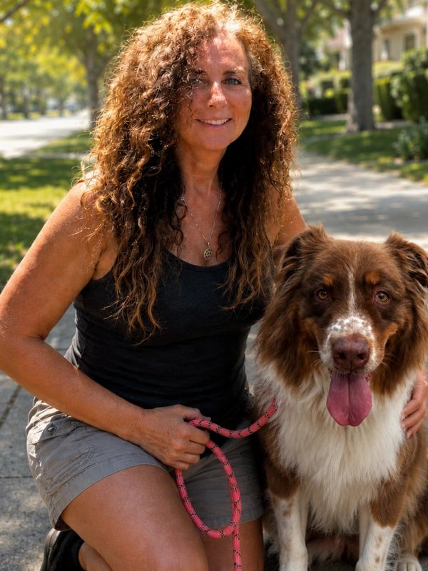 Cathy and Ginger the Australian Shepherd