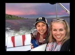 on a boat on the lake
