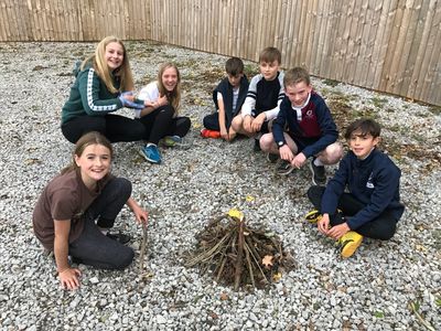Local school making fires in Bushcraft session
