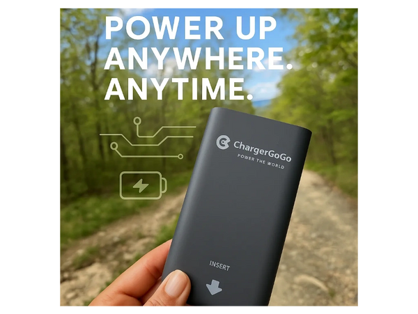 Power up anywhere with Charger GoGo! Portable, fast, and stress-free.