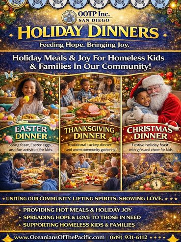 OOTP Inc. San Diego offers holiday dinners for homeless kids and families.