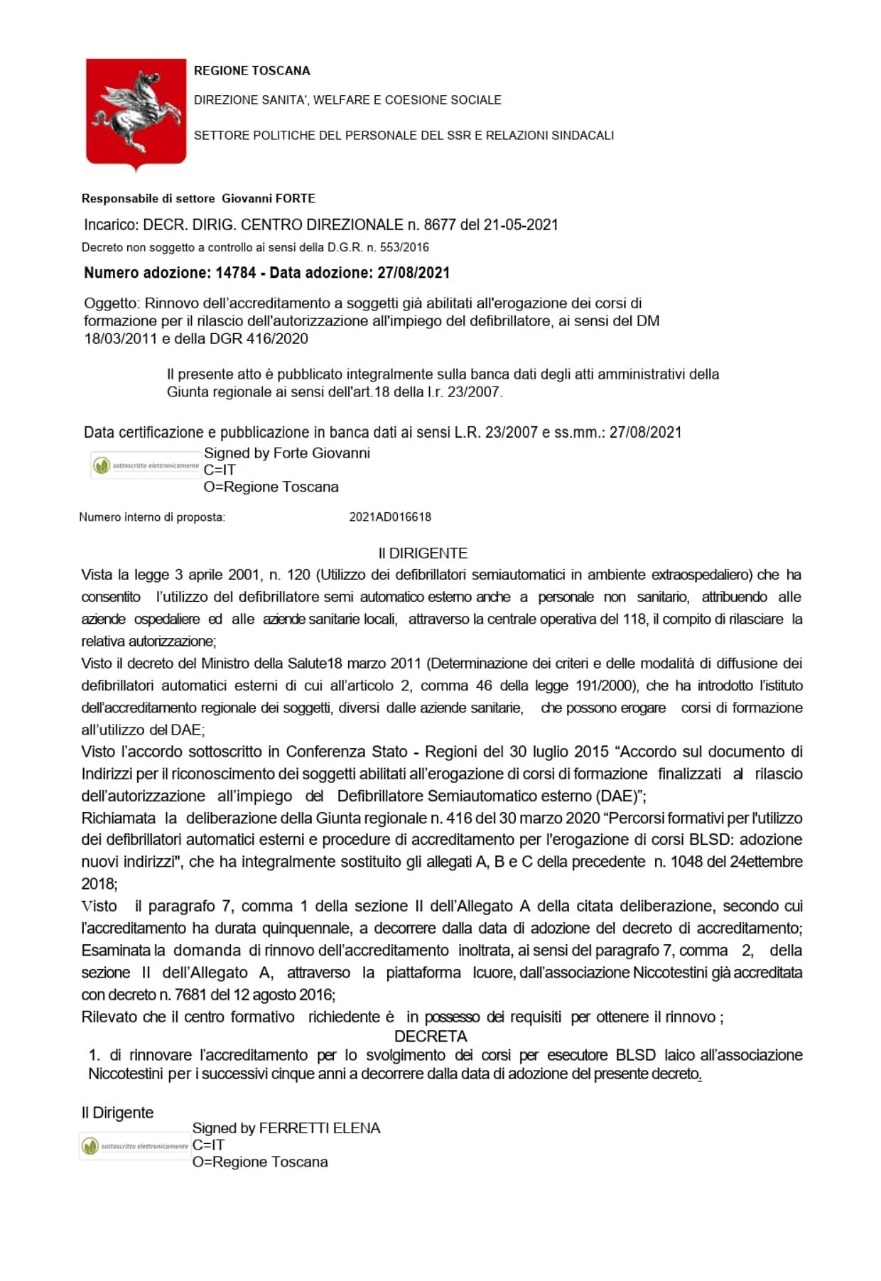 Accreditamento Regione Toscana