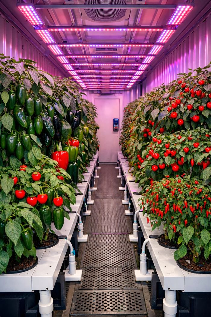Hydroponic container pepper Farm. 
