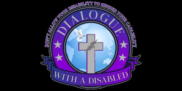 Logo with a cross, dove, and disability message.