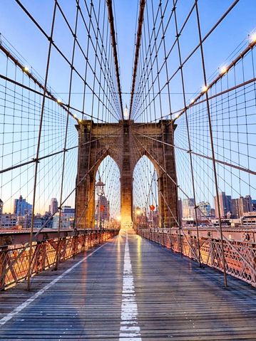 Bus Charters VIP in New York City. Brooklyn Bridge from a Charter Bus Rental in New York City NY