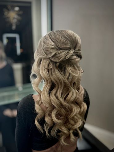 half up half down with twists bridal hair