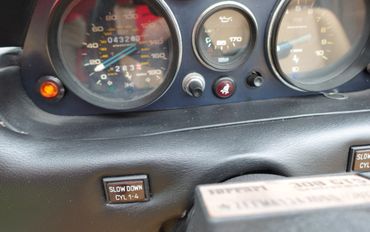 The classic gauge cluster found in the Ferrari 308 GTS Quattrovalve.