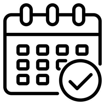 Calendar with a check mark icon.