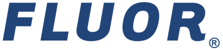 Fluor company logo in blue.