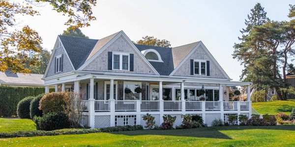 A house with white posts