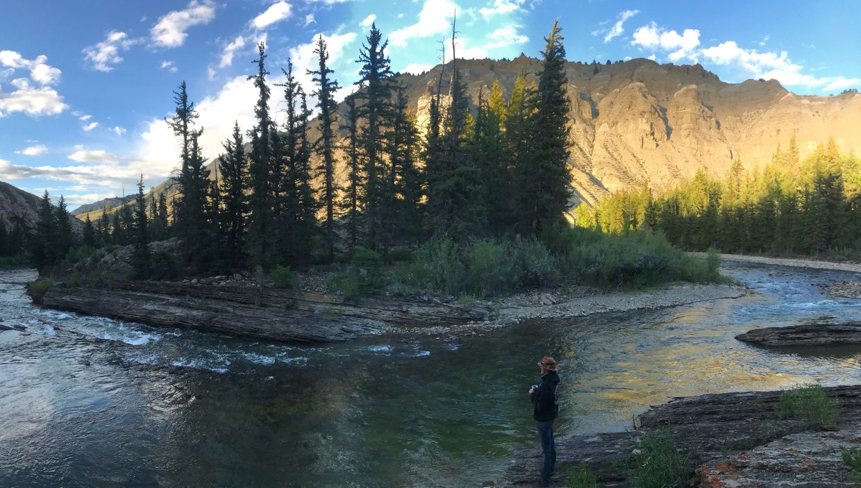 Robin in her natural element watching the river and light dance. 