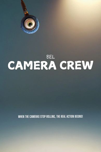 A ceiling camera with text 'BEL Camera Crew' and a tagline about real action.