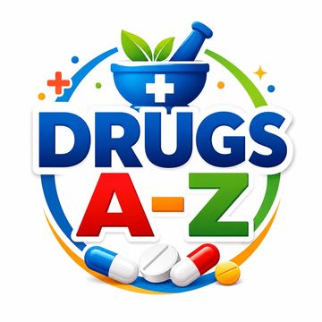 Logo of Drugs A-Z with pills and a mortar and pestle.