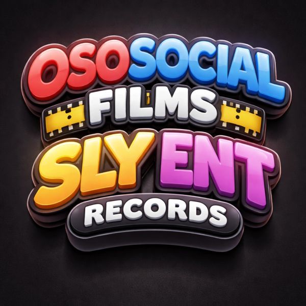 Colorful 3D text logo for OsoSocial Films Sly Ent Records.