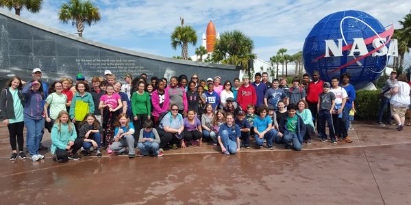 Group visiting the Kennedy Space Center in Cape Canaveral, Florida