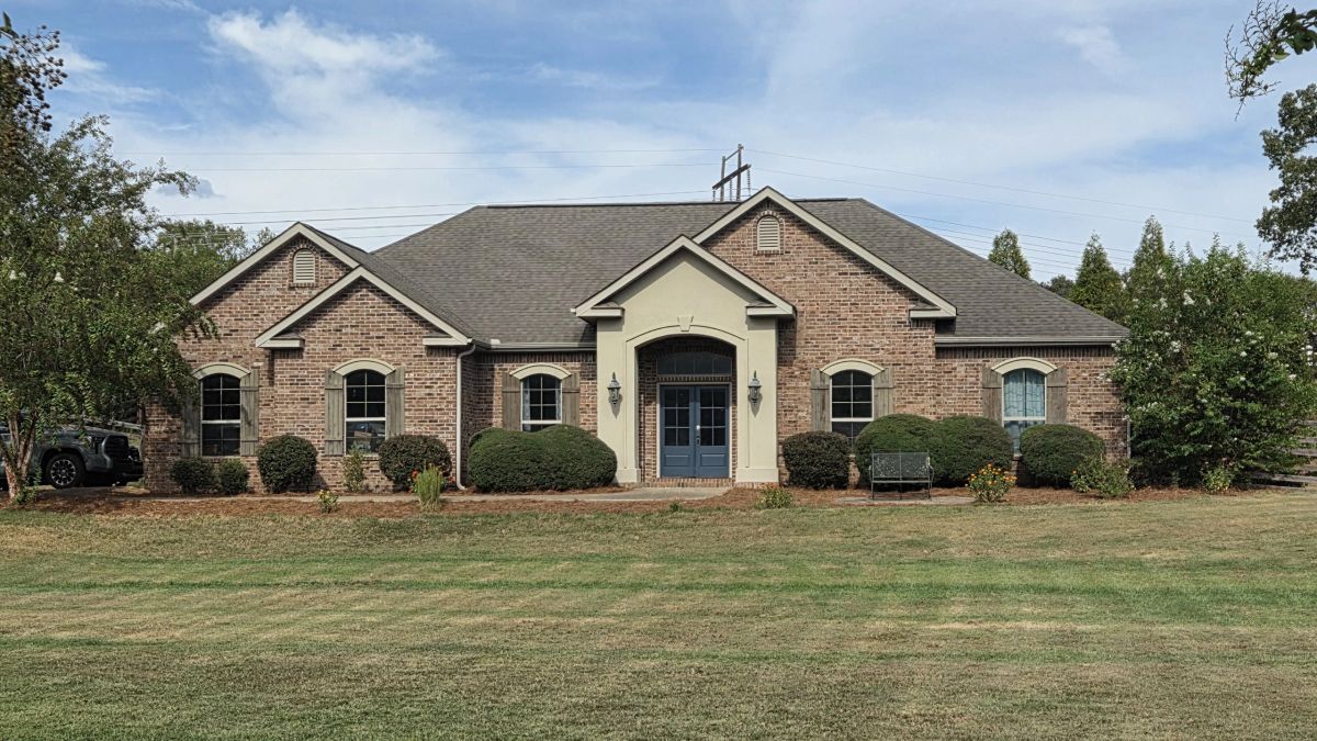 Brick traditional custom home, front elevation