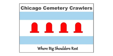 Chicago Cemetery Crawlers logo with red tombstones.