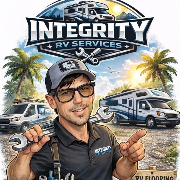 Caricature of Devin Burton smiling in a hat and holding a wrench.