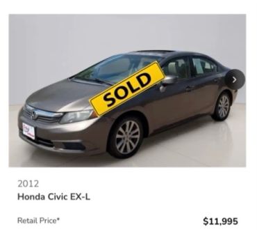 2012 Honda Civic EX-L sold for $11,995.
