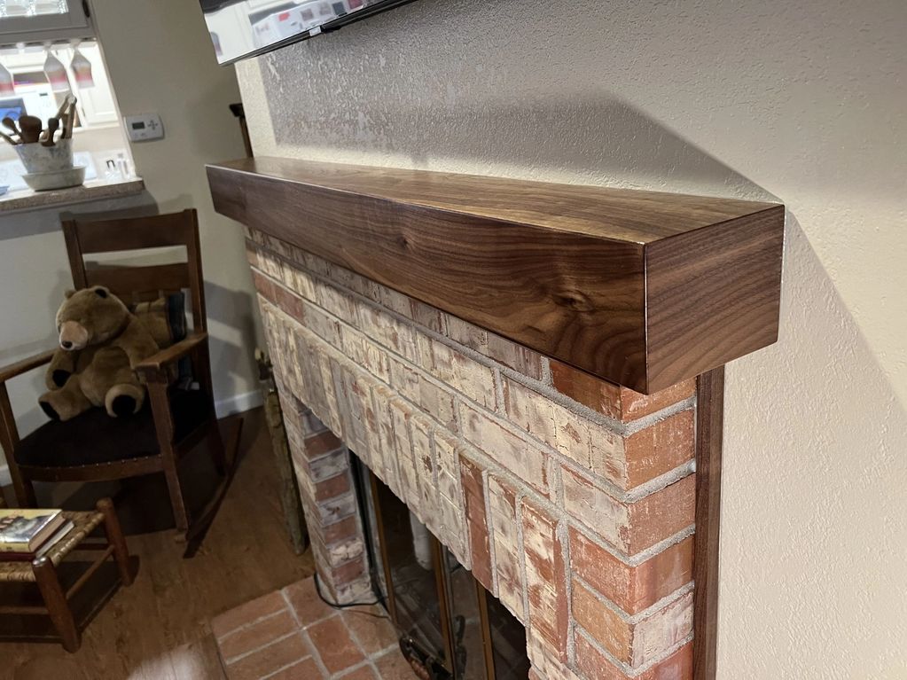 Solid walnut mantel